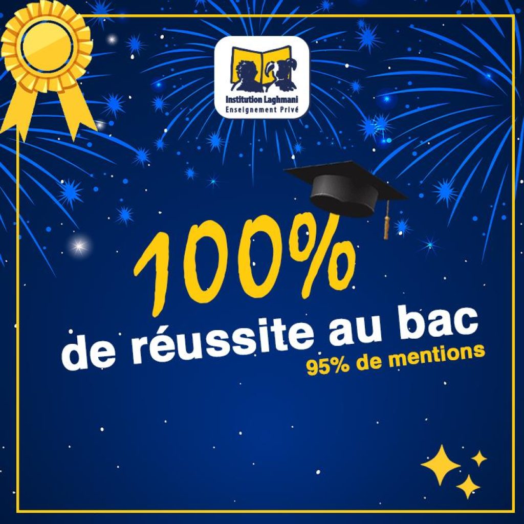 Affiche 100% réussite au bac - Institution Laghmani